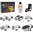 Mutcretus 9 PCS Power Function Motor Set, Remote Control&Extra Motor Kit Suit, Compatible with Lego Technic Sets, Electric Functions Steering Motors and Gears, Kid&Adult, New Light Gray