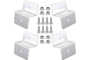 KJLEEN 4PCS Solar Panel Mounting Brackets Aluminum Solar Panel Z Brackets Kit Roof Solar Panel Brackets with 8 Pcs Screw and Nuts for Car Truck RV Boat Off Grid Wall Outdoor Decking