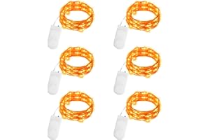 Gcstnn Lot de 6 Guirlande Lumineuse à Piles, 2M 20LED Mini Fil de Cuivre Guirlande Led Étanche Interieur Micro Fée Chaîne Lumières pour Bouteille Chambre Mariage Fête Noël Halloween Décor (Orangé)