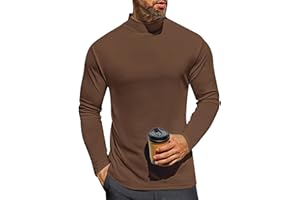 Ekouaer Camiseta Interior térmica de Invierno para Hombre Camiseta de Manga Larga con Cuello Alto S-XXL
