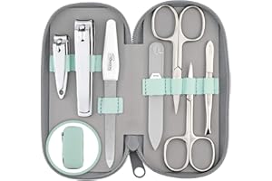 marQus Solingen Germania set manicure professionale - 7 pezzi manicure e pedicure, forbicine unghie, manicure e pedicure set, custodia in vera pelle, kit manicure da viaggio, kit unghie, set unghie