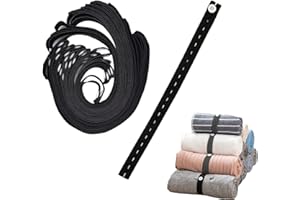 LELE LIFE Lot de 30 bandes élastiques réglables pour vêtements avec boutonnières, gain de place, organiseur de tiroir, organiseur de placard, noir