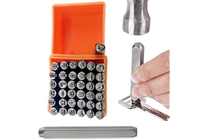 EULAPGOE 37 Stück Schlagzahlen Set, 3mm Schlagbuchstaben Set, Buchstaben Alphabet A-Z und Zahlen 0-9, & und Love Siegel Stempel, Schlagstempel Zahlen zum Stempeln von Metall Kunststoff Holz Leder