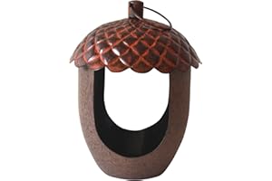 Peckish 60052109 Mangiatoia per uccelli in metallo a forma di ghianda, marrone, 18 x 14 x 14 cm