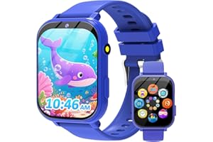 CLLEYLISE Smart Watch for Kids Smart Watch for Boys Girls - 18 Games, 8W Camera, Step Counter & Sleep Monitor - (Ages 4-11) with Touchscreen, 300mAh Battery & No Internet Required (Blue)