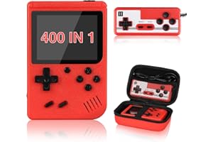 TECTINTER Console de jeu portable rétro avec 500 jeux FC classiques, écran LCD de 3,0", support de console de jeu rétro pour connecter la télévision et deux joueurs (rouge)