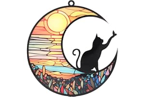 TOPINCN Vitrail Commémoratif pour Chat, Attrape- imprimé UV, Ornements à Suspendre en Acrylique pour la Perte d'un Chat avec des Reflets Vibrants, Ornement coloré (TYU400)