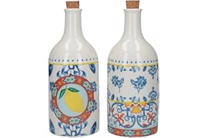 KitchenCraft World of Flavours - Lot de 2 Bouteilles pour Huile et Vinaigre, Céramique, Multicolore, 500ml