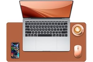 METEOROCK Tappetino da Scrivania in Pelle Pu con Scamosciata, Tappetino per Laptop, Tappetino per Mouse e Tastiera Grande 60 x 35 CM, Tappetino Protettivo per Tavolo per Ufficio Casa (Marrone Ruggine)