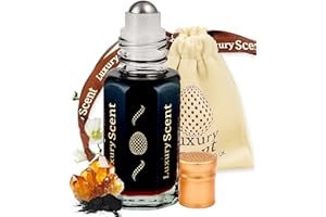 Perfume Oil Black Musk 6ml Roll-On by Luxury Scent – Long Lasting Alcohol-Free Unisex Attar with Dark Musky Amber Oriental Notes, Travel Size Arabian Inspired Fragrance with Velvet Gift Pouch