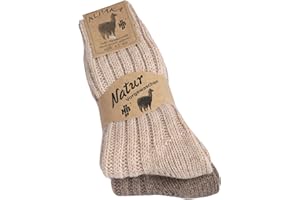 2 Paar Alpaka Socken Damen & Herren, warme Wollsocken aus Alpakawolle, flauschige Wintersocken, dicke Kuschelsocken & Thermosocken KB-Socken