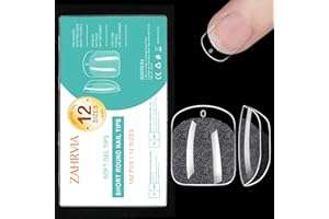 Tip Unghie Extra Corte a Rotondo - ZAHRVIA Punte a Copertura Completa Punte in Gel Morbido Punte per Unghie Corte Punte per Unghie Finte in Resina PMMA, 192 Pezzi 12 Diverse