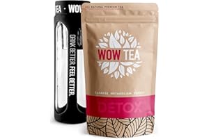 ‎WOW TEA WOW TEA Detox Tees Zum Abnehmen: Detox Tee | Slim Fit Tее | Kräuterteemischungen Zur Entgiftungskur Und Gewichtsverlust Von Grünem Tee, Mate, Pu-erh + Infuser Teeflasche | 150g, Made in EU