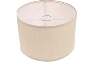 ABOOFAN Abat-Jour En Tissu Lin Naturel Abaissé Pour Lampe E27 Lampe De Table Et Murale Design Minimaliste Beige 10.4 X 10.4 X 7.5 Pouces Structure En Fer Solide Facile À Installer