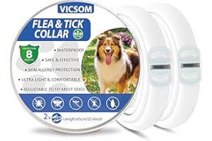 VICSOM Collares Antiparasitario para Perros, Collar Antipulgas Perros, Collar de Pulgas y Garrapatas para Perro Impermeable Regulable, Válido 8 Meses para Perros de Todos los Tamaños Amarillo 2Pcs