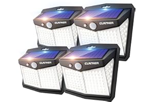 CLAONER Solar Lights Outdoor, Upgraded Motion Sensor Security Lights with 3 Modes IP65 Waterproof Durable Solar Powered Wall Lights 270° Lighting Angle for Yard Door Fence (4 Pack)
