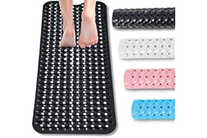 BASVII Tappeto Doccia Antiscivolo 100 x 40 cm, Senza BPA, Resistente Alla muffa Lavabile in Lavatrice, Tappetino Doccia Antiscivolo per Vasche da Bagno, Pavimenti del Bagno