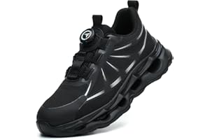 RASEARY Arbeitsschuhe Herren Damen Sicherheitsschuhe mit Stahlkappe Leicht Stahlkappenschuhe Schutzschuhe mit Drehbaren Schnallenschnürsenkeln Safety Shoes