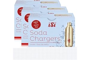 iSi Soda Chargers - Cápsulas de soda (10 unidades, para agua con burbujas, 84 g, 3 unidades)
