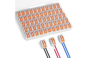 flintronic Bornes de Connexion, 55PCS 2 Entrées Connecteur Électriques Rapide de Fil, Électrique Connecteurs D'épissag Automatique à Levier-écrou pour Circuit en Ligne 28-12 AWG, PA/PC Ignifuge