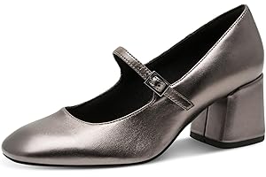 MARCO TOZZI Damen Mary Janes aus Leder mit Blockabsatz