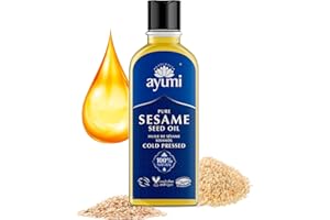 Huile de Sésame Pure Ayumi, Huile de Sésame Pressée à Froid, Aide à Protéger la Peau & les Cheveux Avec Vitamines A & E, 1 x 150ml