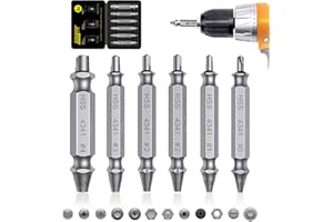 Sufubyte Extracteur de vis endommagées, 6 pièces Extracteur de vis, Extracteur de vis écartées, Dispositif de retrait de boulon cassé en acier H.S.S 4341# pour endommagé/dénudé
