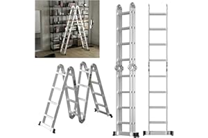 VICKYHOME 4.7M/15.4FT Telescopic Ladder Multi-Purpose Aluminium Portable Telescoping Ladder, Portable Loft Straight Ladders for RV, Attic, Home and Outdoor Work
