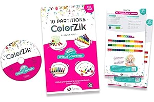 Fuzeau - Livret Musical Pédagogique CD Audio Colorzik Spécial Comptines - 10 Partitions Codées en Couleurs Paroles Incluses - Pour Jouer Musique sans Solfège dès 3 Ans - Méthode Intuitive - Ref.78126