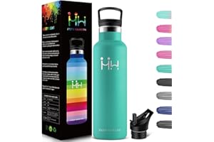 HoneyHolly Bouteille Isotherme 500ml, Gourde INOX avec Paille, Bouteille d'eau sans BPA, Réutilisable, Anti-Fuite, Isolation sous Vide en Acier Inoxydable à Double Paroi, pour Enfants, Adultes, Sport