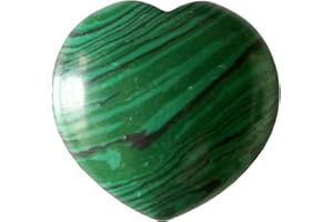Manekieko Synthetic Malachite Palm Worry Carved Heart Love Stone,40mm Crystals and Healing Stones