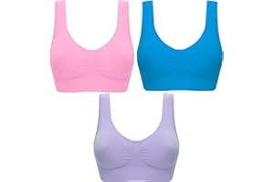 SZJH 3 Pack of Simply Ultra Comfort Seamless Sport Style Bra with Removable Pads