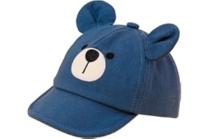 RECIÉNACIDOS Gorra de Béisbol para Bebé 3-12 Meses - Ajustable, Protección Solar UV, Diseño con Orejitas y Bordado de Oso - Ideal para Niños y Niñas en Primavera y Verano