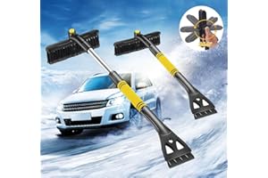 AHYDFSR Dégivreur de voiture,brosse à neige et grattoir à glace,3 en 1 Brosse À Neige Détachable pour Voiture Multifonctionnelle, avec poignée Ergonomique en Mousse, pour voitures, camions et SUV, Jaune