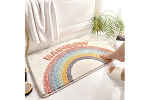 Huilimei Rainbow Stars Rug Bathroom Bathtub Washroom Sink Absorbent Non-Slip Foot Mat Bedroom Floor Mat