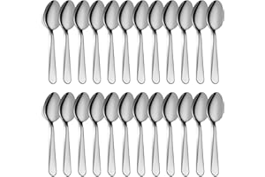 PLEAFIND Teaspoons Set of 24, 6 inch Stainless Steel Tea Spoons, Food Grade Cutlery Spoons Set for Tea, Coffee, Use for Home, Kitchen, Restaurant, Dishwasher Safe