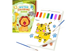 FUNNYB&G Libro da Colorare ad Acqua per Bambini Piccoli, Dipingi con Set di Pittura ad Acquerello, Set di Regali di Compleanno da Disegno per Bambini 2 3 4 5 6 7 8 Anni (Animali)