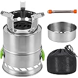 yETO HolzofenTragbar & Leicht klein Holzvergaser Bushbox mit Klapp Griffe Edelstahl für Picknick BBQ Camping Wandern Campingk