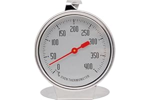 Griwuut Termometro da forno, quadrante 0 ~ 400 ℃, termometro in acciaio inox, indicatore della temperatura del forno immediatamente leggibile, termometro preciso per forno e forno