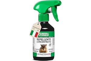 REPELLSHIELD Repell Shield Spray Roditori - Repellente Topi e Scoiattoli da Esterno e Interno - Efficiente Protezione da Roditori - Spray Anti Topi a base di Olio di Citronella - Scaccia Topi e Scoiattoli, 250ml