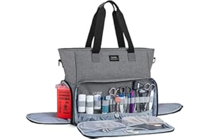 CURMIO Nurse Bag and Tote with Padded Laptop Sleeve, Medical Supplies Bag for Home Visits, Health Care, Hospice, Perfect for Nursing Students, Medical assistant, Visiting nurses,BAG ONLY,Grey