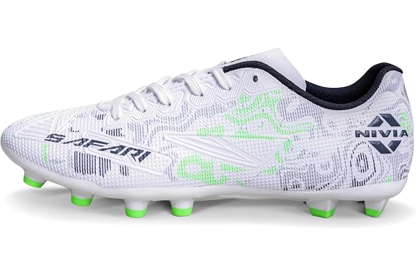 Nivia Safari Football Stud for Men, PU Synthetic Leather Upper, TPU Sole, Die-Cut EVA Sockliner, Ideal for Hard & Grassy Surfaces