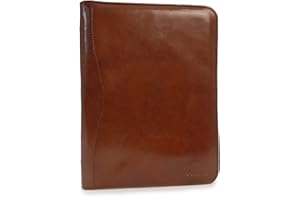 Ashwood - Men's Leather A4 Zip Conference Folder - Presentation Portfolio Folder - Document Holder with Pen & Business Card Pockets - Chestnut