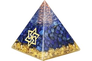 Nupuyai Lapis Lazuli Naturelle Pyramide de Symbole d'étoile de David, Pyramide de Cristal de guérison de générateur d'énergie d'orgone pour la méditation de Chakra Reiki de Protection, 5x5x5cm