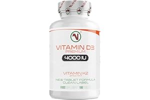 Nutriodol Vitamin D3 4000 IU with Free 2mcg K2 MK7 All Trans – (6 Months) 180 x High Strength Vitamin D Tablets – Immune System D Supplement for Men and Women – VIT D3 As Cholecalciferol