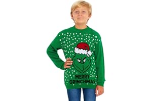 HSA Pull de Noël tricoté unisexe pour filles et garçons - Motif elfe et étoiles - Pour enfants de 2 à 14 ans