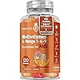 Multivitamin for Kids - 120 Natural Raspberry & Orange Flavour Chewable Gummies (2 Month Supply) - Low-Sugar Childrens Multivitamins with Zinc & Omega 3, 6 & 9 - Vegetarian Vitamins for Kids