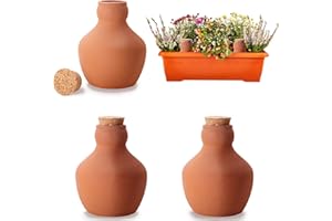 SUYEAH 3PCS Terracotta Watering Spikes, Ollas Self Watering Globes, Slow Release Self Watering Planter Insert, Plant Watering Globes for Indoor and Outdoor Plants