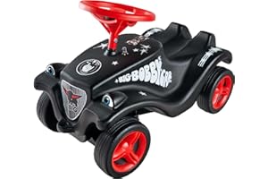 Big Bobby Car Classic Little Rocker - Rutschauto im dunklen Rock n‘ Roll-Design mit Breiten, extra leisen Fulda Rädern, mechanischer Hupe, bis 50 kg, für Kinder ab 12 Monaten