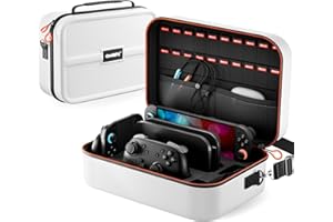 ZOZOVR Switch 2 Funda para Nintendo Switch 2 (2025), Estuche RíGida PortáTil con ProteccióN Total para Viajes, 20 Ranuras para Juegos , Bolsa Grande Antipolvo para Switch 2 Accesorios , Blanco